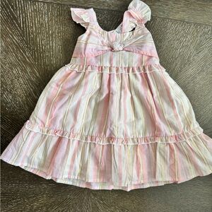 New w/tags Juicy CoutureGirls' Pink & Cream Striped Knot-Front Summer Dress